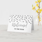 ブラックシルバー紙吹雪従業員チームへようこそ カード (黄色い花)