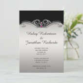 ブラックシルバー華美スワーズピンクジェム披露宴のみ 招待状 (スタンド正面)