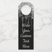 ブラックシルバー記念日パーティー誕生日ギフトワイン ボトルネックタグ (正面)