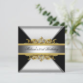 ブラックシルバー金ゴールドオンブラックバースデーパーティー 招待状 (スタンド正面)
