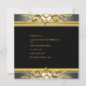 ブラックシルバー金ゴールドオンブラックバースデーパーティー 招待状 (裏面)