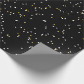 ブラックシルバー金ゴールドドットフェスティバルおもしろい休日 ラッピングペーパー (角)