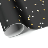 ブラックシルバー金ゴールドドットフェスティバルおもしろい休日 ラッピングペーパー (ロールコーナー)