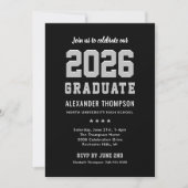 ブラックシルバー2026 卒業写真パーティー 招待状 (正面)