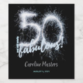 ブラックシルバー50 & still Fabulous 50誕生日 ワインラベル (シングルラベル)