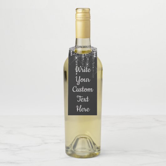 ブラックシルバー アニバーサリー パーティー 誕生日 ギフト ワイン ボトルネックタグ (ボトル)