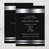 ブラックシルバー エレガントなディナー パーティー イベント招待状 招待状 (正面/裏面)