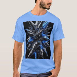 ブラックシルバー&エレクトリックブルーネオンモザイク Tシャツ