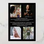 ブラックシルバー コンフェッティ フォイル 卒業発表 箔招待状 (裏面)