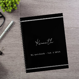ブラックシルバー ネームスクリプト ミニマリスト ノートブック