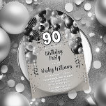 ブラックシルバー・バルーン90th誕生日パーティー アクリル招待状<br><div class="desc">この祝目を引く90thバースデーパーティーの招待とスタイルでは鮮やか、黒と銀の色合いのカスケード素晴らしバルーンアーチデザインを搭載し、白でアクセント付き。中央はっきりしたの「90」は、思い出に残るお祝いの音を完璧に設定よくはしゃぐし、まだシックなtouchを追加する。デザインは白エレガントと黒の文字を取り入れ、微妙な銀色の灰色のアクセントで補完し、すべての思慮深くレトロとスクリプトのフォントの組み合わせで配置されたフェスティバルの雰囲気を高める。この招待は興奮と喜びを呼び起こすために慎重に作られ、それは祝スタイルとこの節目の誕生日に最適な選択しゃれているを行う。</div>