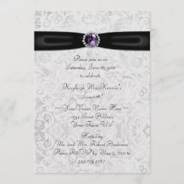 ブラックシルバー パープル スウィート16 招待状