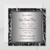 ブラックシルバー ブラック オールオケージョン パーティー 招待状 (裏面)