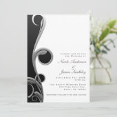 ブラックシルバー ホワイト グラム エレガント スワール ウェディング 招待状 (スタンド正面)