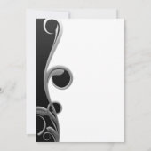 ブラックシルバー ホワイト グラム エレガント スワール ウェディング 招待状 (裏面)