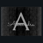 ブラックシルバー モダンスクリプト ガーリー モノグラム ネーム カッティングボード<br><div class="desc">黒とシルバーのシンプルなスクリプト モノグラム ネーム カッティング ボード。豪華で洗練されたスタイルを愛する人への、卒業、誕生日、結婚式、ブライダル シャワー、結婚記念日、ベビー シャワー、またはバチェロレッテ パーティーの贈り物として最適です。</div>