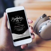 ブラックシルバーAny Age Birthday Party招待 招待状