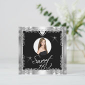 ブラックシルバーSweet sixteenスイート16写真 招待状 (スタンド正面)