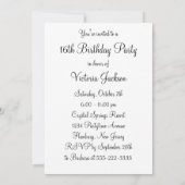 ブラックシルバーSweet sixteen誕生日パーティー 招待状 (裏面)