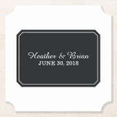 ブラックシンプルでエレガントな結婚式 ペーパーコースター (正面)