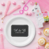 ブラックシンプルでエレガントな結婚式 ペーパープレート (パーティー)