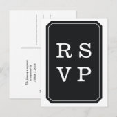 ブラックシンプルでエレガントな結婚式RSVPはがき インビテーションポストカード (正面/裏面)