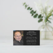 ブラックシンプルの牧師の写真教会 名刺 (スタンド正面)