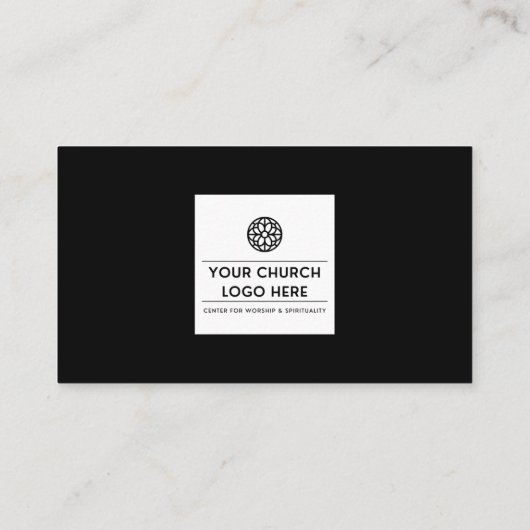 ブラックシンプルの牧師の写真教会 名刺 (裏面)