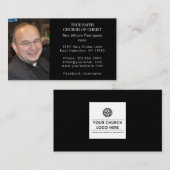 ブラックシンプルの牧師の写真教会 名刺 (正面/裏面)