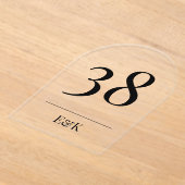 ブラックシンプルアモダンクリルアーチテーブル番号 アクリル招待状 (レイダウン)