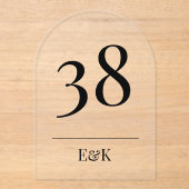 ブラックシンプルアモダンクリルアーチテーブル番号 アクリル招待状 (正面)