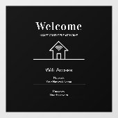 ブラックシンプルウェルカムホームWifiメタル ウィンドウサイン (シート)