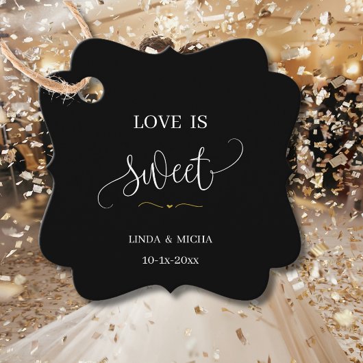 ブラックシンプルエレガントラブズスウィート結婚式の引き出物 フェイバータグ