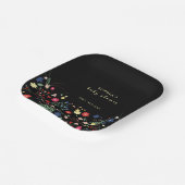 ブラックシンプルエレガントワイルドフラワーベイビーシャワー ペーパープレート (傾斜あり)