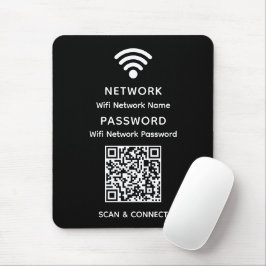 ブラックシンプルエレガントWifi QRコードネットワークパスワード マウスパッド