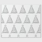 ブラックシンプルクリスマス ラッピングペーパー (フラット)