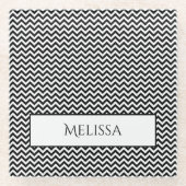 ブラックシンプルシボロンパーソナライズされたガラスコースター ガラスコースター (正面)