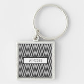 ブラックシンプルシボロンパーソナライズされたキーチェーン キーホルダー (正面)