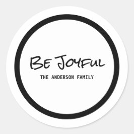 ブラックシンプルスクリプトBe Joyful Holiday Stickers ラウンドシール