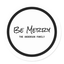 ブラックシンプルスクリプメリートBe Holiday Stickers