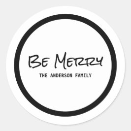 ブラックシンプルスクリプメリートBe Holiday Stickers ラウンドシール