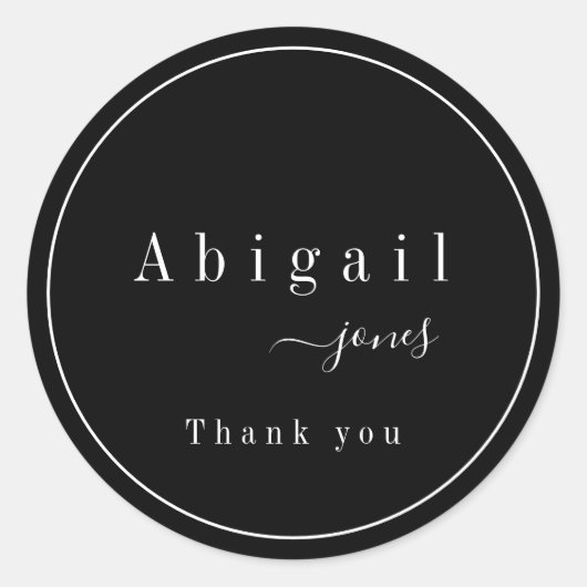 ブラックシンプルスクリプモダンラグレ感謝していイユー ラウンドシール (正面)