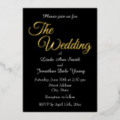 ブラックシンプルスタイル結婚ズ 箔招待状 (正面)