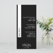 ブラックシンプルストライプディナーウェディングレセプション メニュー (スタンド正面)