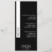 ブラックシンプルストライプディナーウェディングレセプション メニュー (正面)