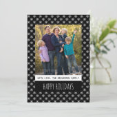 ブラックシンプルスノーフレークホリデーフォトフラットカード シーズンカード (スタンド正面)