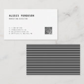 ブラックシンプルタイポグラフィとQRコードミニマリスト 名刺 (正面/裏面)