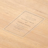 ブラックシンプルタイポグラフィフォーマル結婚ズ アクリル招待状 (レイダウン)