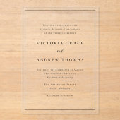 ブラックシンプルタイポグラフィフォーマル結婚ズ アクリル招待状 (正面)