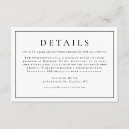 ブラックシンプルタイポグラフィフォーマル結婚詳細 エンクロージャーカード